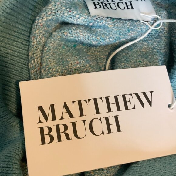 Matthew Bruch Seafoam Blue Tweed Knit Linen Mini Dress NWT $495 Size 2 - Picture 7 of 9